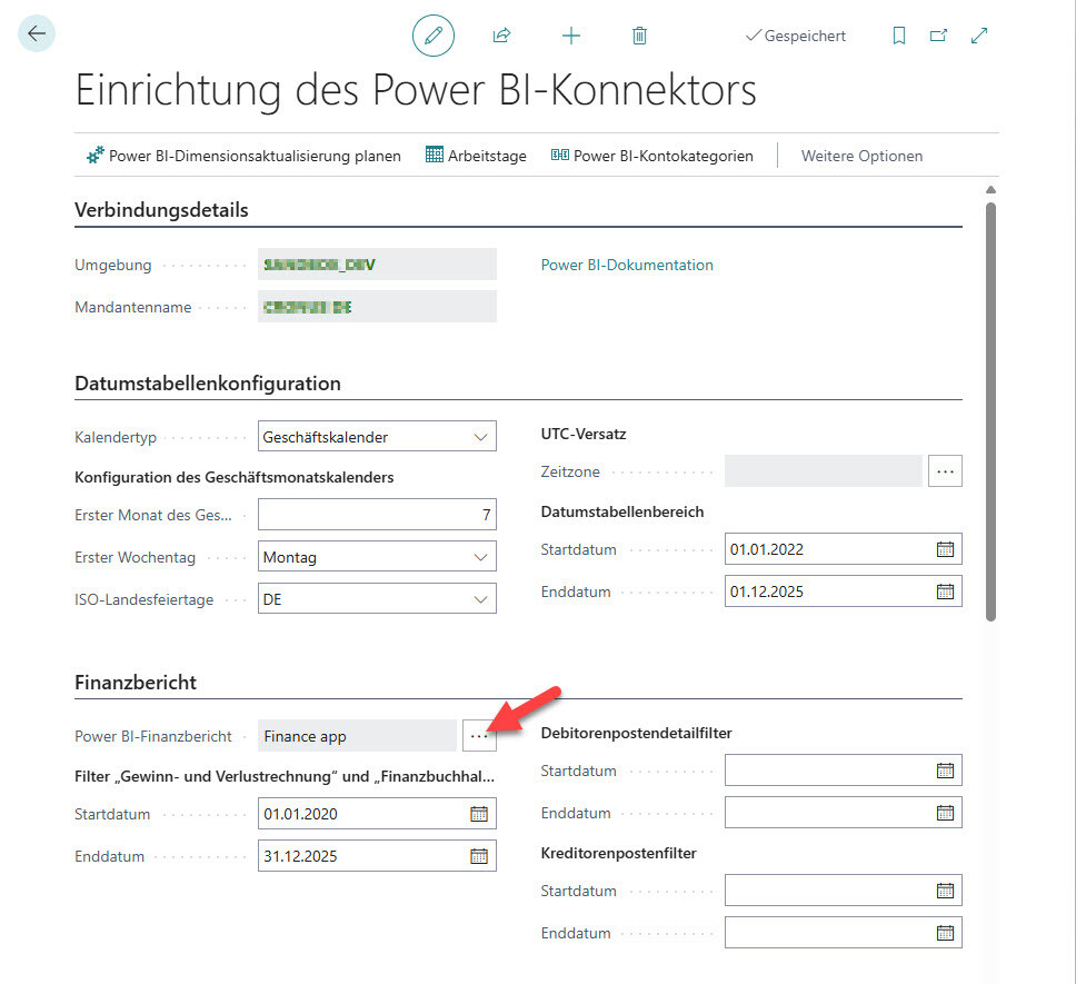 Bild 10 -  Einrichtung Power BI-Konnektor in Business Central